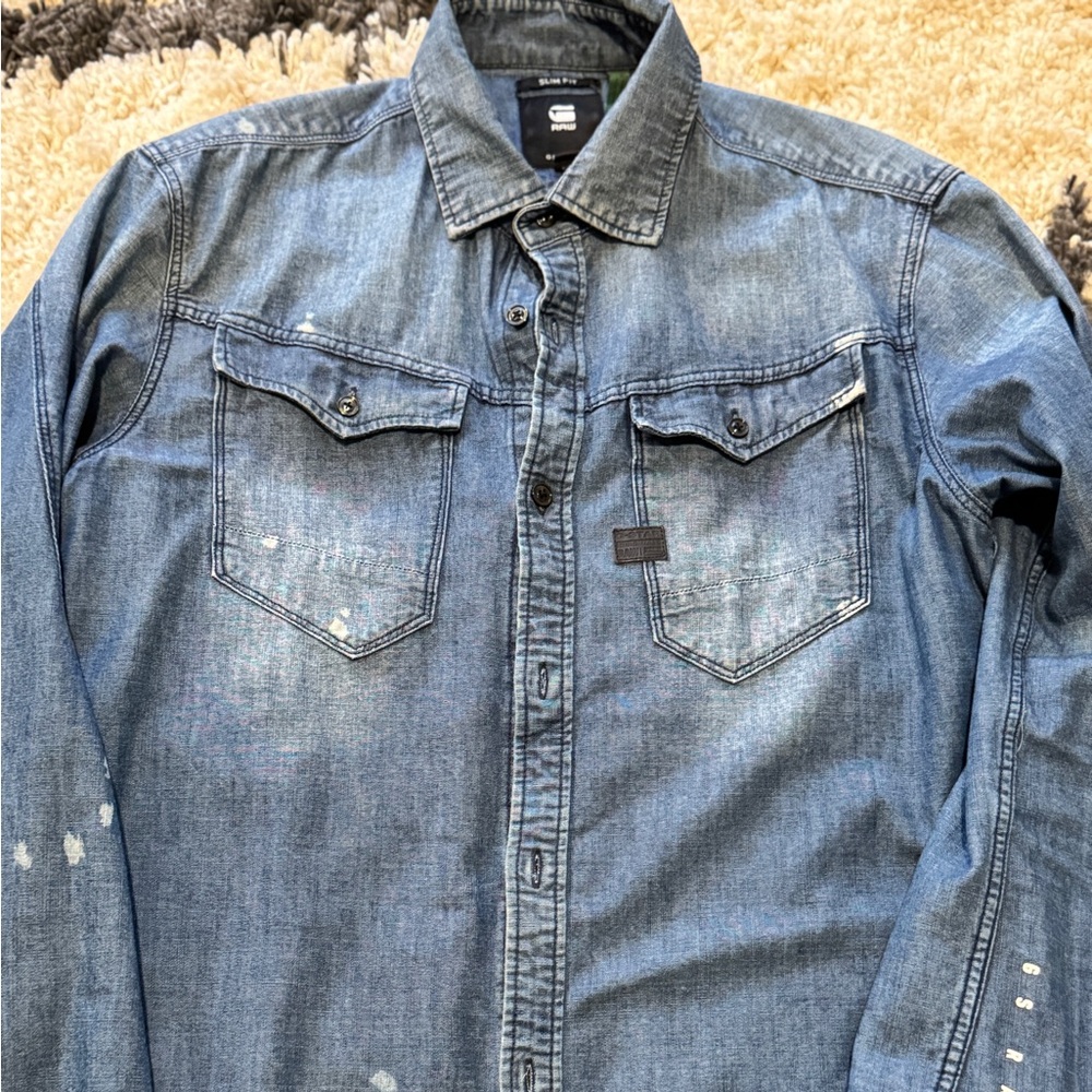 G-STAR raw slim shirt L size sky faded